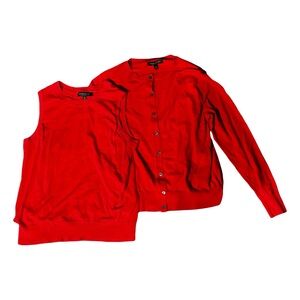 Banana Republic Vibrant Red Cardigan and Sweater Set